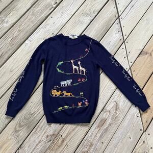 Cyn Les Shirlee Designs Women's Vintage 70's Era Noah's Ark Sweater Size XS/S
